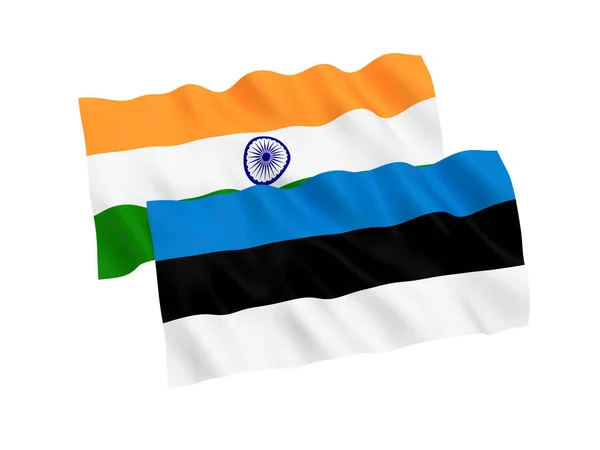 Прапори Естонії та Індії на білому тлі — стокове фото