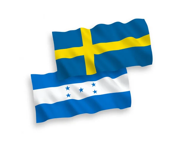 Флаги Швеции и Гондураса на белом фоне — стоковый вектор