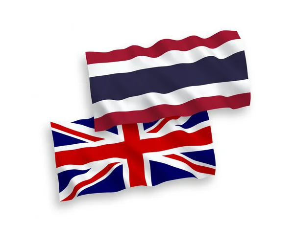 Прапори Великої Британії та Таїланду на білому тлі — стоковий вектор