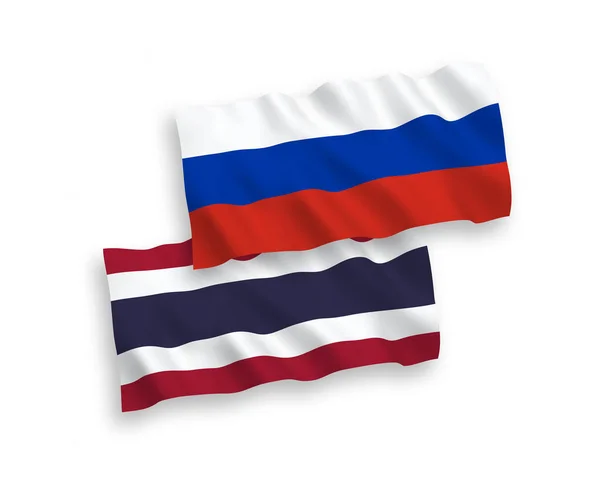 Flags of Thailand and Russia on a white background — Stock vektor