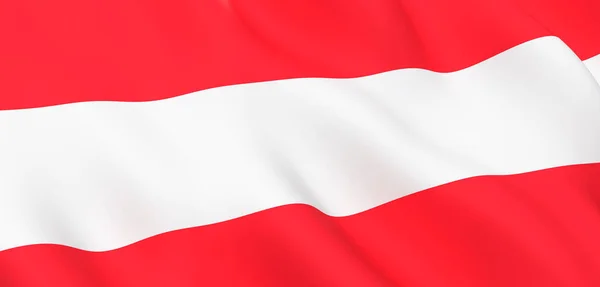 Nationales Gewebe weht Nahaufnahme Flagge Österreichs — Stockfoto