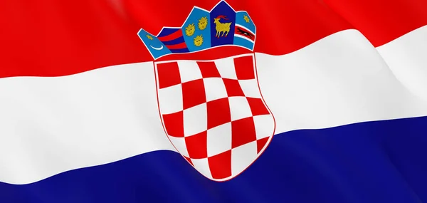 克罗地亚国家织物防波堤旗 — 图库照片
