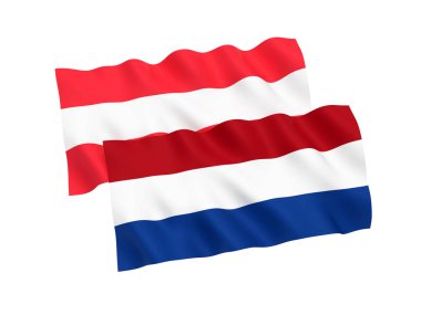 Beyaz bir arka plan üzerinde Avusturya ve Hollanda bayrakları