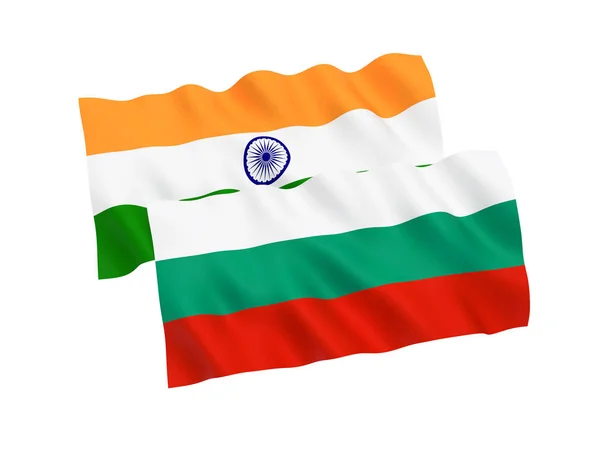 Флаги Болгарии и Индии на белом фоне — стоковое фото