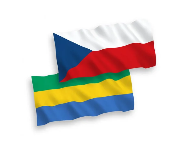 Національні Векторні Прапори Хвиль Чехії Габону Ізольовані Білому Тлі Пропорція — стоковий вектор