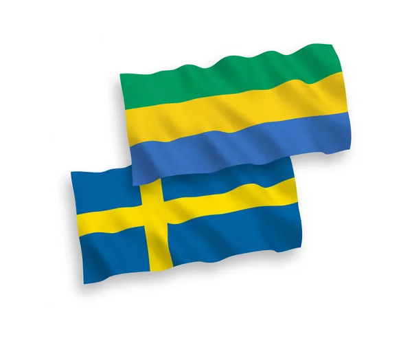 Národní Vektorové Tkaniny Vlnové Vlajky Švédska Gabonu Izolované Bílém Pozadí — Stockový vektor
