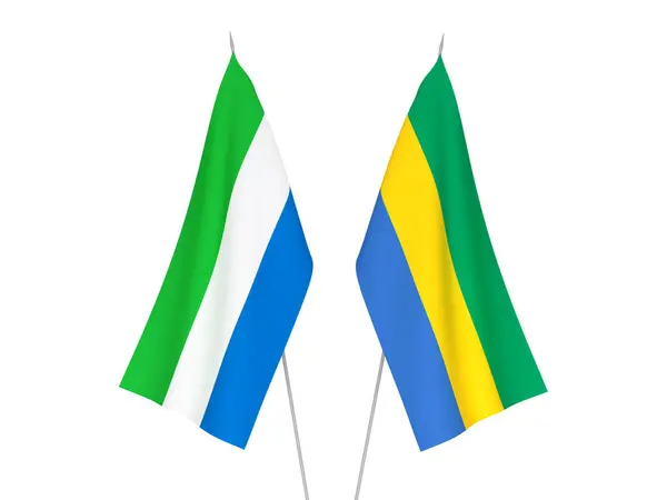 National Fabric Flags Sierra Leone Gabon Isolated White Background Rendering — Stock Photo, Image