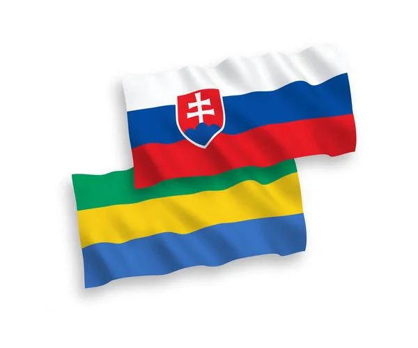 Banderas Nacionales Ondas Vectoriales Eslovaquia Gabón Aisladas Sobre Fondo Blanco — Archivo Imágenes Vectoriales