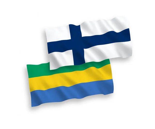 Nationale Vector Weefsel Golf Vlaggen Van Finland Gabon Geïsoleerd Witte — Stockvector