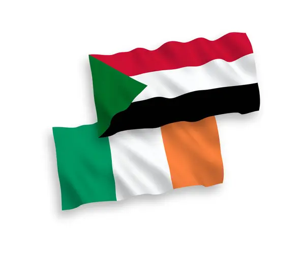 Национальные Векторные Тканевые Флаги Ирландии Судана Изолированы Белом Фоне Соотношение — стоковый вектор
