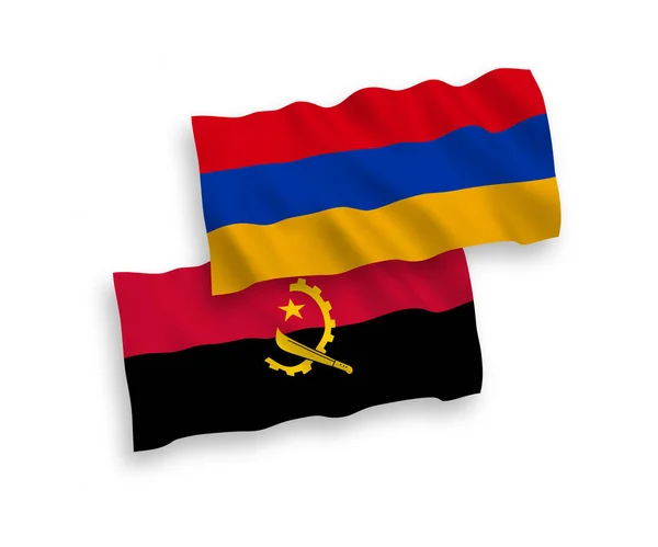 Nemzeti Vektor Szövet Hullám Zászlók Örményország Angola Elszigetelt Fehér Alapon — Stock Vector