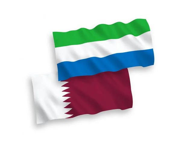 Drapeaux Nationaux Vectoriels Tissu Qatar Sierra Leone Isolés Sur Fond — Image vectorielle