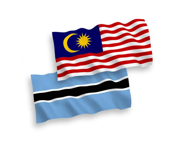 Bendera Gelombang Vektor Nasional Botswana Dan Malaysia Diisolasi Dengan Latar - Stok Vektor