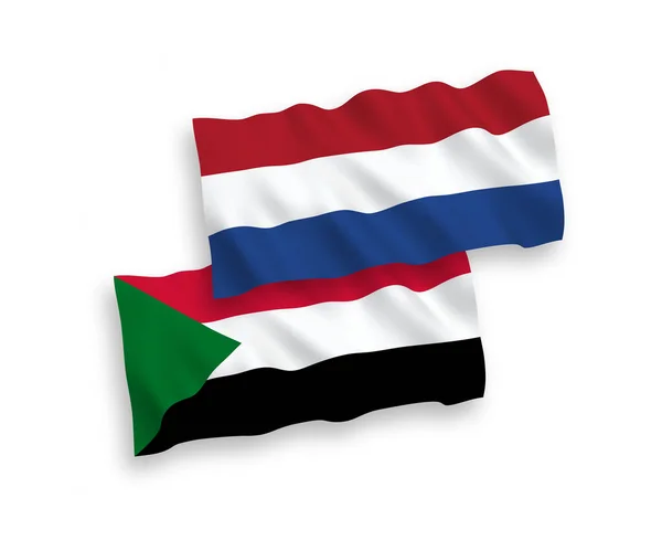 苏丹和荷兰的国家病媒织物在白色背景下相互隔离 1比2的比例 — 图库矢量图片