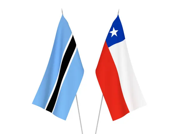 Nationale Stoffen Vlaggen Van Chili Botswana Geïsoleerd Witte Achtergrond Weergave — Stockfoto