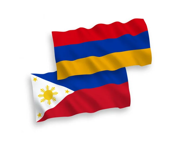 Banderas Nacionales Ondas Vectoriales Armenia Filipinas Aisladas Sobre Fondo Blanco — Vector de stock