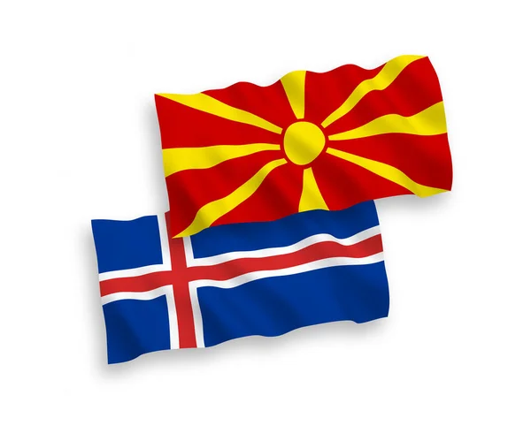 Banderas Nacionales Ondas Vectoriales Islandia Macedonia Del Norte Aisladas Sobre — Archivo Imágenes Vectoriales