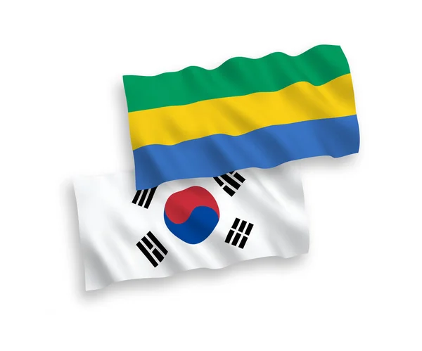 Bandiere Nazionali Tessuto Vettoriale Della Corea Del Sud Del Gabon — Vettoriale Stock