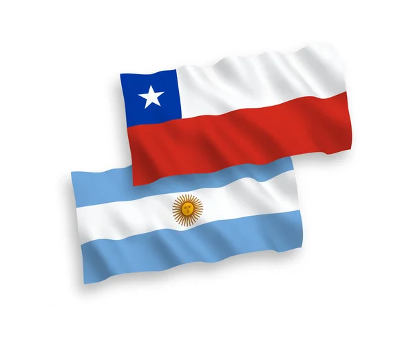 Национальные Векторные Волновые Флаги Чили Аргентины Изолированы Белом Фоне Соотношение — стоковый вектор