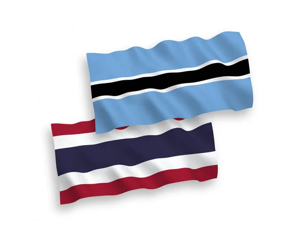 Banderas Nacionales Ondas Vectoriales Botswana Tailandia Aisladas Sobre Fondo Blanco — Archivo Imágenes Vectoriales