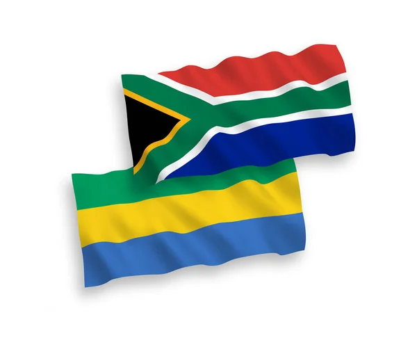 Národní Vektorové Tkaniny Vlnové Vlajky Gabonu Jihoafrické Republiky Izolované Bílém — Stockový vektor