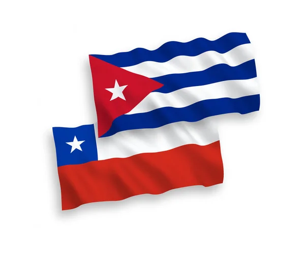 チリとキューバの国家ベクトルファブリック波旗は白地に隔離されている — ストックベクタ