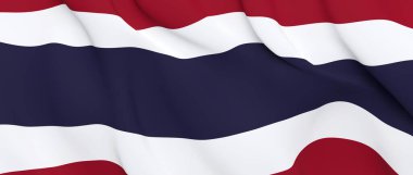 Ulusal Kumaş Dalgası Tayland 'ın Rüzgarda Dalgalanan Bayrağı. 3d resimleme.