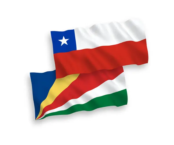 Banderas Nacionales Ondas Vectoriales Chile Seychelles Aisladas Sobre Fondo Blanco — Archivo Imágenes Vectoriales