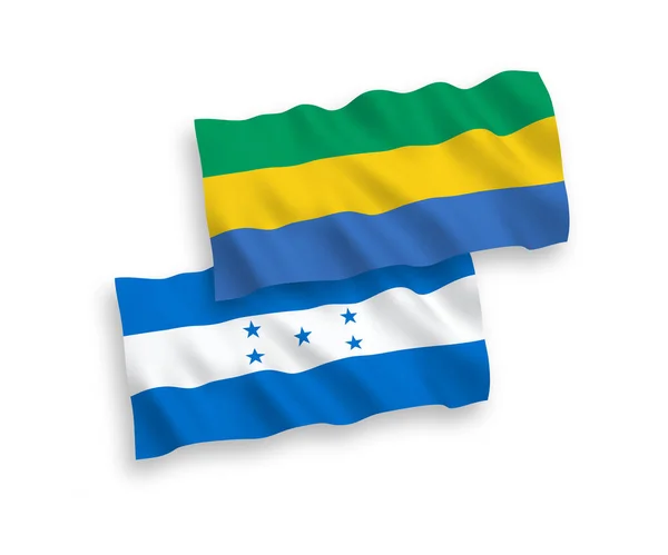 Drapeaux Ondes Vectoriels Nationaux Gabon Honduras Isolés Sur Fond Blanc — Image vectorielle