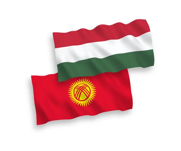 Národní Vektorové Textilní Vlnové Vlajky Kyrgyzstánu Maďarska Izolované Bílém Pozadí — Stockový vektor