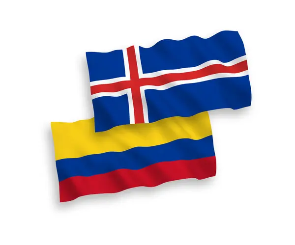 Национальные Векторные Волновые Флаги Исландии Колумбии Изолированы Белом Фоне Соотношение — стоковый вектор