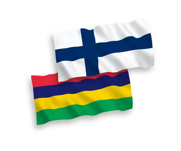 Nationale Vectorweefsel Golf Vlaggen Van Finland Mauritius Geïsoleerd Witte Achtergrond — Stockvector
