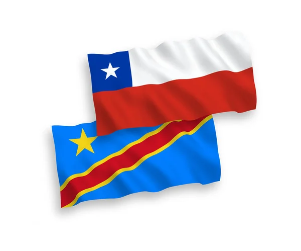 Drapeaux du Chili et de la République démocratique du Congo sur fond blanc — Image vectorielle