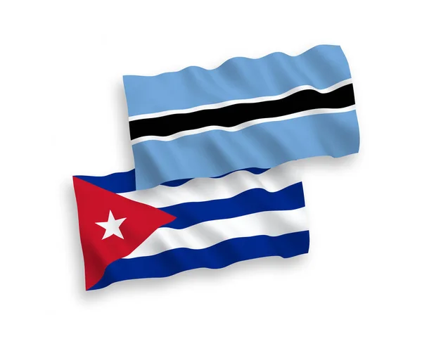 하얀 배경에 있는 보츠와 나와 쿠바의 깃발 — 스톡 벡터