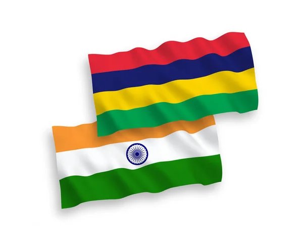 Прапори Індії та Маврикію на білому тлі — стоковий вектор