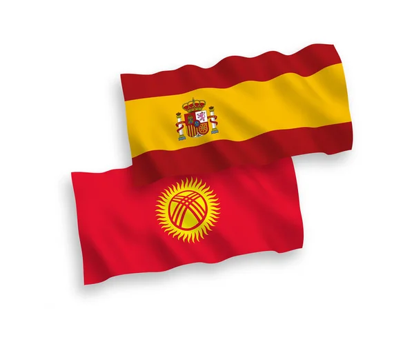 Σημαίες Κιργιζίας και Ισπανίας σε λευκό φόντο — Διανυσματικό Αρχείο