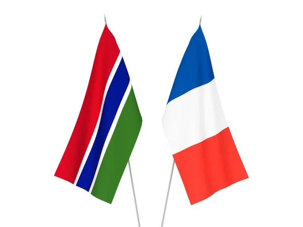 Vlajky Francie a Gambie — Stock fotografie