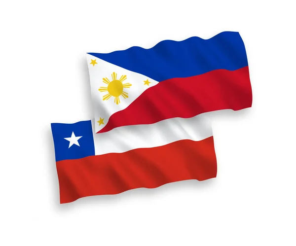 Banderas de Chile y Filipinas sobre fondo blanco — Vector de stock