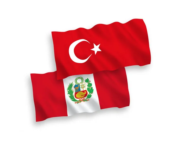 Vlaggen van Turkije en Peru op een witte achtergrond — Stockvector