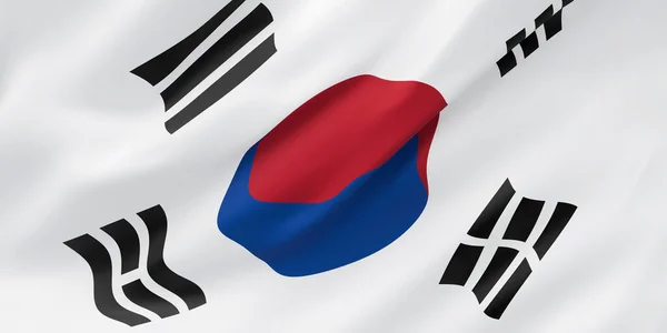 National Fabric Wave Closeup Flag South Korea Waving Wind 렌더링 — 스톡 사진