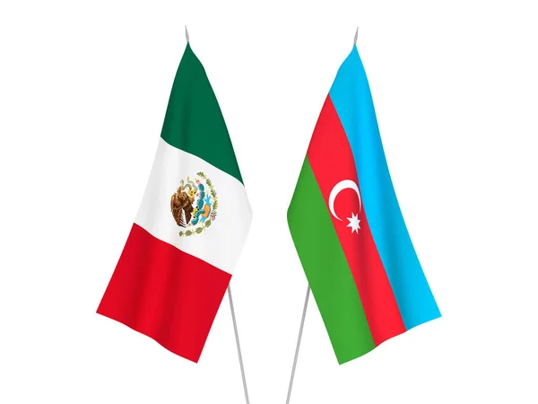 Національні Прапори Азербайджанської Республіки Мексики Були Ізольовані Білому Тлі Візуалізація — стокове фото