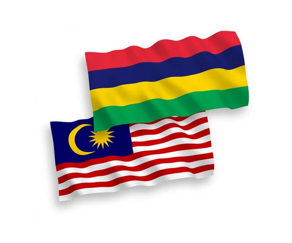 Bendera Gelombang Vektor Nasional Mauritius Dan Malaysia Diisolasi Dengan Latar - Stok Vektor