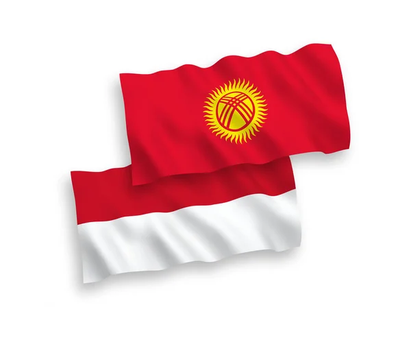 Narodowe Flagi Wektorowe Fal Tkanin Indonezji Kirgistanu Izolowane Białym Tle — Wektor stockowy