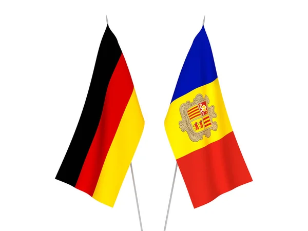 National Fabric Flags Germany Andorra Isolated White Background Rendering Illustration — Stock Photo, Image