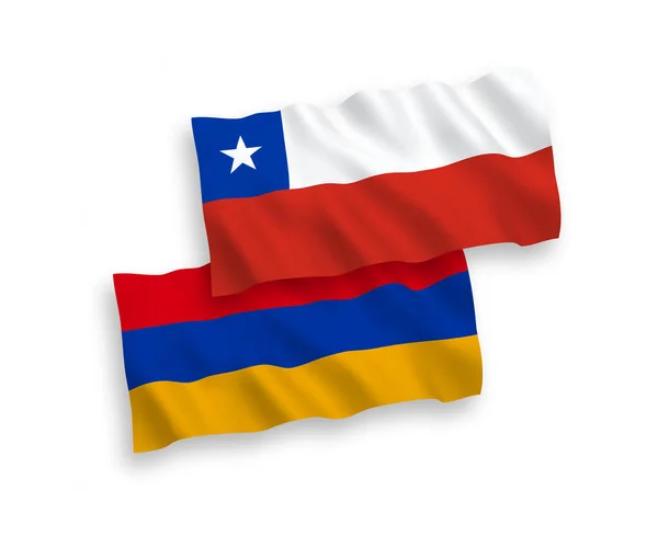 Banderas Nacionales Ondas Vectoriales Chile Armenia Aisladas Sobre Fondo Blanco — Vector de stock