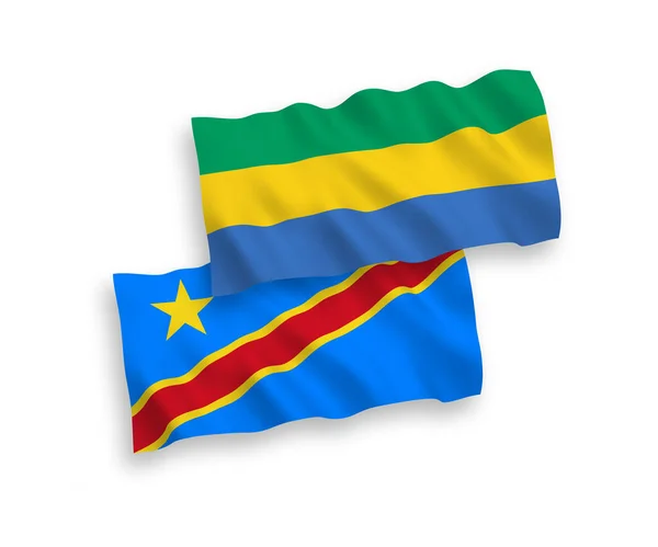 Banderas Nacionales Ondas Vectoriales Gabón República Democrática Del Congo Aisladas — Vector de stock