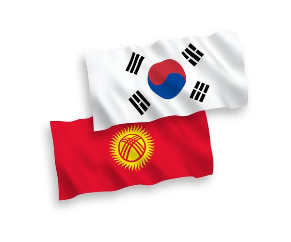 Bandiere Nazionali Tessuto Vettoriale Della Corea Del Sud Kirghizistan Isolate — Vettoriale Stock
