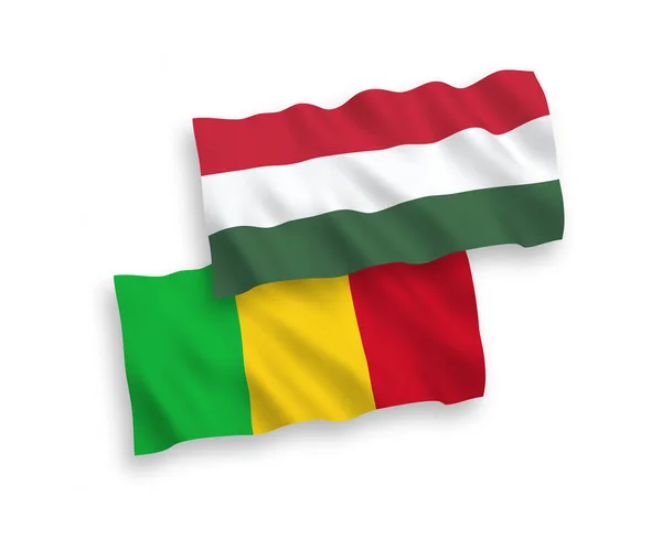 Národní Vektorové Tkaniny Vlnové Vlajky Mali Maďarsko Izolované Bílém Pozadí — Stockový vektor