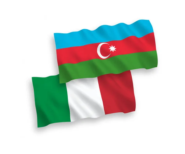 Banderas Nacionales Ondas Vectoriales Italia Azerbaiyán Aisladas Sobre Fondo Blanco — Archivo Imágenes Vectoriales