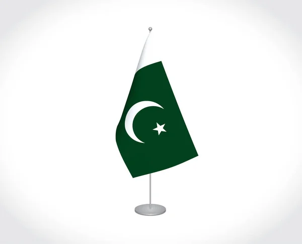 Nationell Tyg Vektor Flagga Pakistan Isolerad Vit Bakgrund — Stock vektor